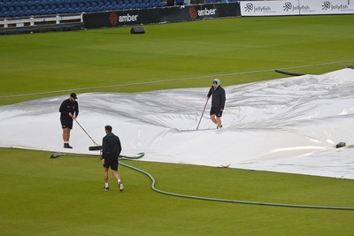 120724 - Glamorgan v Middlesex - T20, Vitality Blast - The rain pours at Sofia Gardens delaying the start of the match