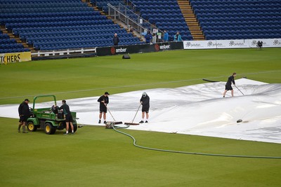 120724 - Glamorgan v Middlesex - T20, Vitality Blast - The rain pours at Sofia Gardens delaying the start of the match