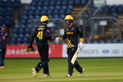 120724 - Glamorgan v Middlesex - T20, Vitality Blast - Tom Bevan and Colin Ingram of Glamorgan