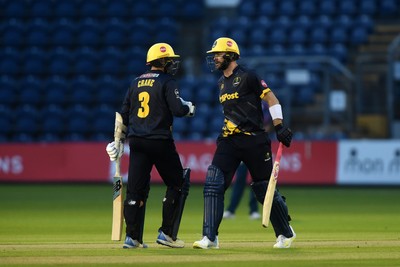 120724 - Glamorgan v Middlesex - T20, Vitality Blast - Mason Crane and Jamie Mcilroy of glamorgan