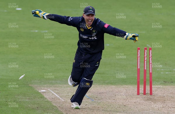 180621 - Glamorgan v Middlesex - T20 Blast - Tom Cullen of Glamorgan celebrates taking the final wicket