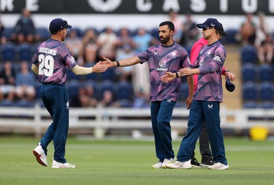 180725 - Glamorgan v Middlesex - Vitality T20 Blast - Zafar Gohar of Middlesex celebrates after Will Smale of Glamorgan is dismissed