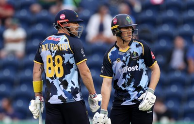180725 - Glamorgan v Middlesex - Vitality T20 Blast - Dan Douthwaite and Ben Kellaway of Glamorgan
