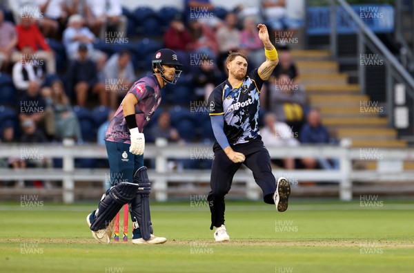 180725 - Glamorgan v Middlesex - Vitality T20 Blast - Dan Douthwaite of Glamorgan bowling