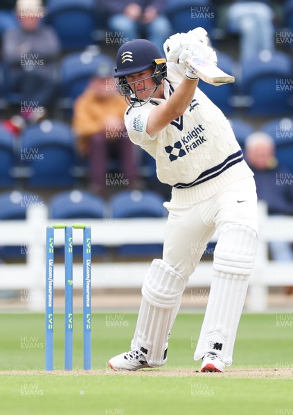 220422 - Glamorgan v Middlesex, LV= County Championship Division 2  - Tom Helm of Middlesex plays a shot