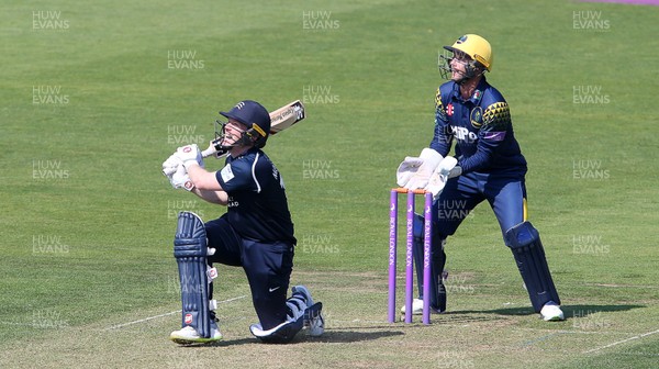 230518 - Glamorgan v Middlesex - Royal London One Day Cup - Eoin Morgan of Middlesex hits a six