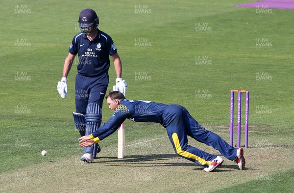 230518 - Glamorgan v Middlesex - Royal London One Day Cup - Colin Ingram of Glamorgan dives for the ball