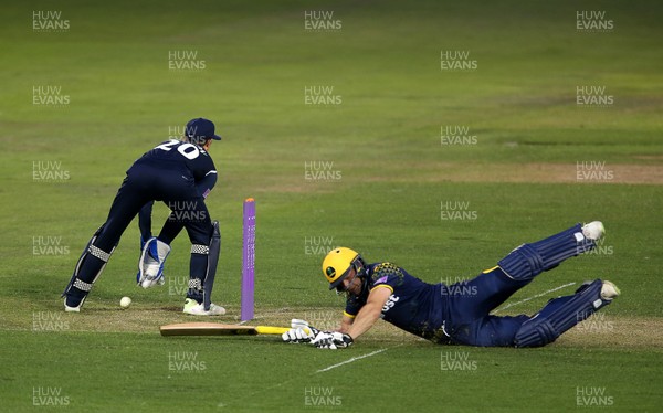 230518 - Glamorgan v Middlesex - Royal London One Day Cup - Graham Wagg of Glamorgan dives in