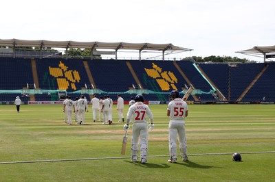 230525 - Glamorgan v Middlesex - Rothesay County Championship, Division Two - Zain ul Hassan and Asa Tribe of Glamorgan
