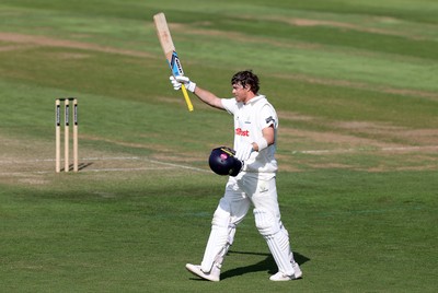230525 - Glamorgan v Middlesex - Rothesay County Championship, Division Two - Sam Northeast of Glamorgan celebrates scoring a century