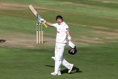 230525 - Glamorgan v Middlesex - Rothesay County Championship, Division Two - Sam Northeast of Glamorgan celebrates scoring a century