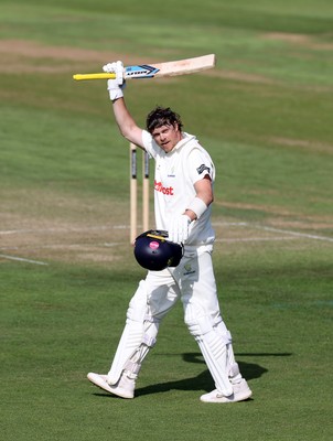 230525 - Glamorgan v Middlesex - Rothesay County Championship, Division Two - Sam Northeast of Glamorgan celebrates scoring a century