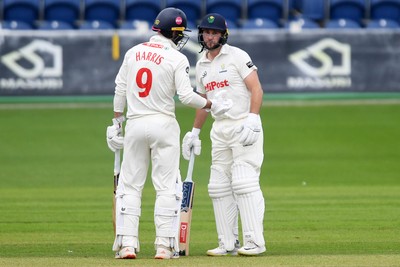 240525 - Glamorgan v Middlesex - Rothesay County Championship - James Harris and Chris Cooke of Glamorgan