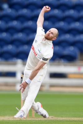 240525 - Glamorgan v Middlesex - Rothesay County Championship - James Harris of Glamorgan bowling