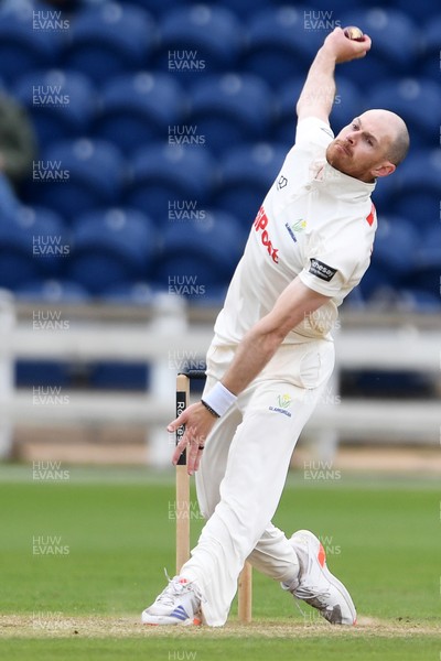 240525 - Glamorgan v Middlesex - Rothesay County Championship - James Harris of Glamorgan bowling