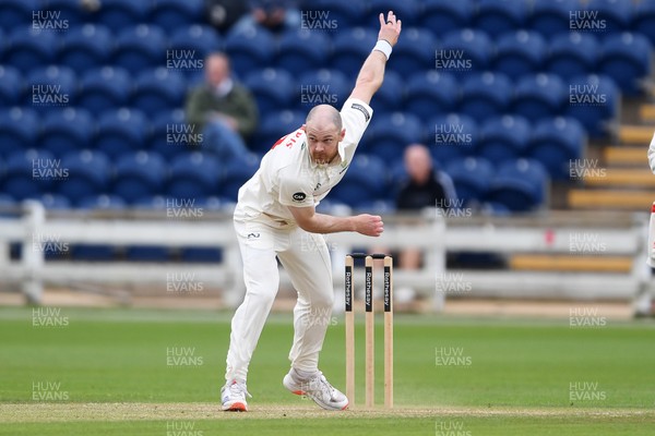 240525 - Glamorgan v Middlesex - Rothesay County Championship - James Harris of Glamorgan bowling