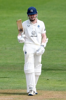 250525 - Glamorgan v Middlesex - Rothesay County Championship - Sam Robson of Middlesex hits 50