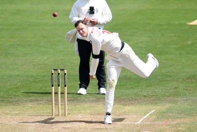 250525 - Glamorgan v Middlesex - Rothesay County Championship - Matthew Kuhnemann of Glamorgan bowling