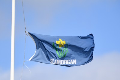 250525 - Glamorgan v Middlesex - Rothesay County Championship - Glamorgan flag at Half Mast
