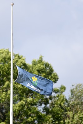 250525 - Glamorgan v Middlesex - Rothesay County Championship - Glamorgan flag at Half Mast