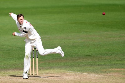 250525 - Glamorgan v Middlesex - Rothesay County Championship - Matthew Kuhnemann of Glamorgan bowling