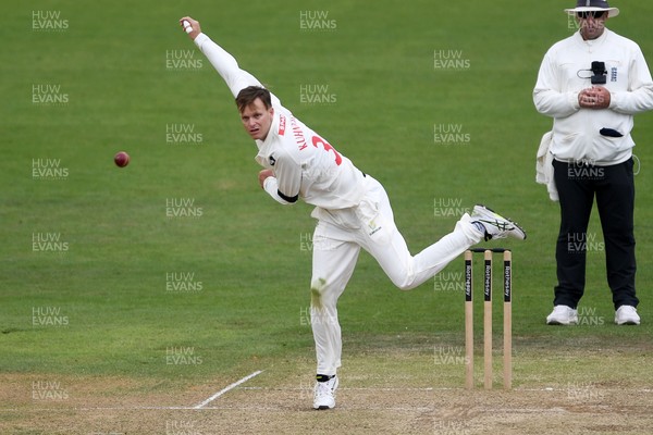 250525 - Glamorgan v Middlesex - Rothesay County Championship - Matthew Kuhnemann of Glamorgan  bowling