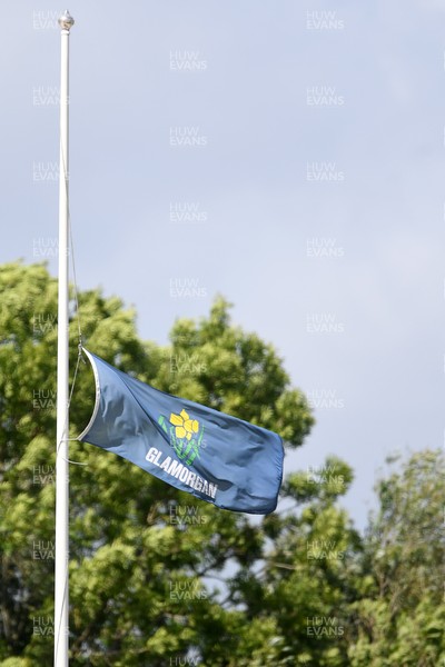 250525 - Glamorgan v Middlesex - Rothesay County Championship - Glamorgan flag at Half Mast