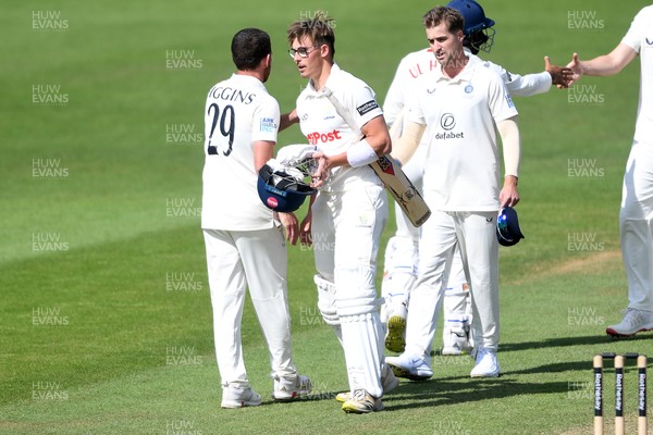 250525 - Glamorgan v Middlesex - Rothesay County Championship - Asa Tribe of Glamorgan at the end of the match