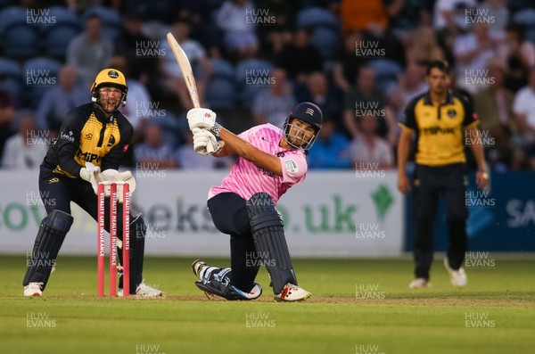 260719 - Glamorgan v Middlesex, Vitality Blast - Max Holden of Middlesex hits a four