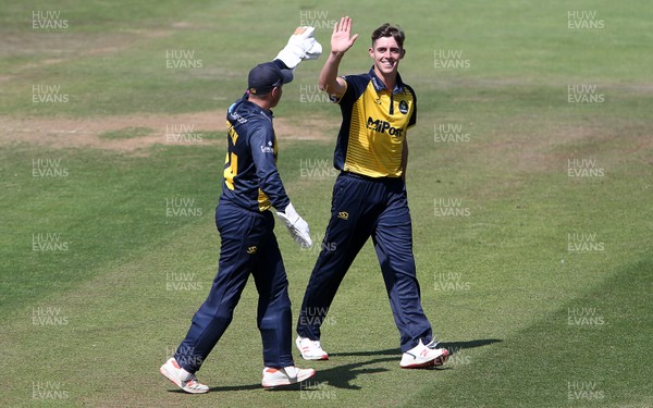 040719 - Glamorgan Cricket v Netherlands - T20 Friendly - Roman Walker celebrates with Tom Cullen of Glamorgan