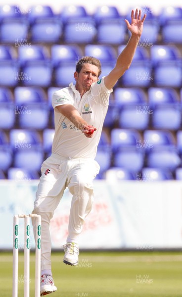 130917 - Glamorgan v Northamptonshire, Specsavers County Championship, Division 2 - Michael Hogan of Glamorgan bowls during the second day