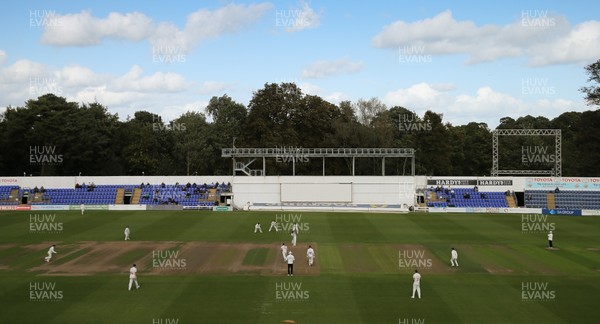 130917 - Glamorgan v Northamptonshire, Specsavers County Championship, Division 2 - A general view of play as Glamorgan bowl to Northamptonshire on the second day of play in their County Championship match