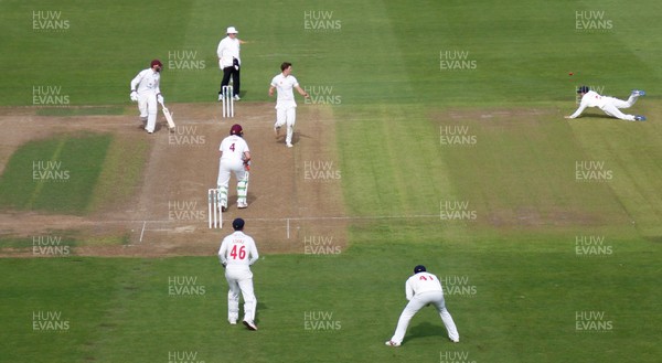 130917 - Glamorgan v Northamptonshire, Specsavers County Championship, Division 2 - A general view of play as Glamorgan bowl to Northamptonshire on the second day of play in their County Championship match