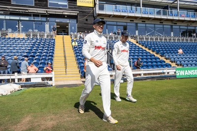160525 - Glamorgan v Northamptonshire - Rothesay County Championship, Division Two - Asa Tribe and Ben Kellaway of Glamorgan