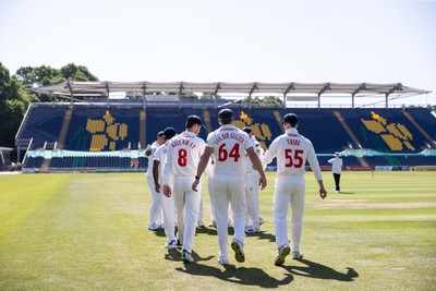 160525 - Glamorgan v Northamptonshire - Rothesay County Championship, Division Two - Glamorgan walk onto the field