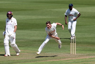 160525 - Glamorgan v Northamptonshire - Rothesay County Championship, Division Two - Andy Gorvin of Glamorgan bowling