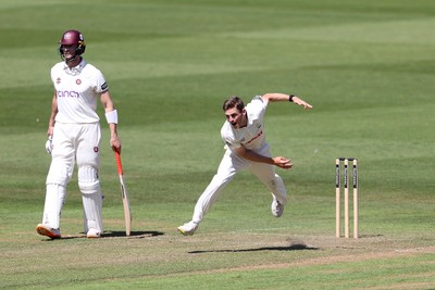 160525 - Glamorgan v Northamptonshire - Rothesay County Championship, Division Two - Andy Gorvin of Glamorgan bowling