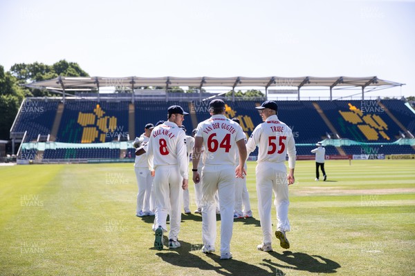 160525 - Glamorgan v Northamptonshire - Rothesay County Championship, Division Two - Glamorgan walk onto the field