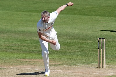 180525 - Glamorgan v Northamptonshire - Rothesay County Championship - Timm Van Der Gugten of Glamorgan bowling