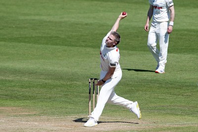 180525 - Glamorgan v Northamptonshire - Rothesay County Championship - Timm Van Der Gugten of Glamorgan bowling