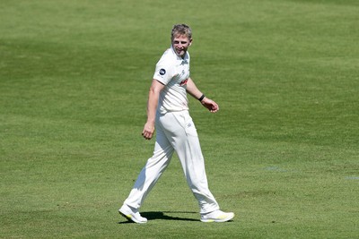 180525 - Glamorgan v Northamptonshire - Rothesay County Championship - Timm Van Der Gugten of Glamorgan celebrates taking the wicket of James Sales of Northamptonshire
