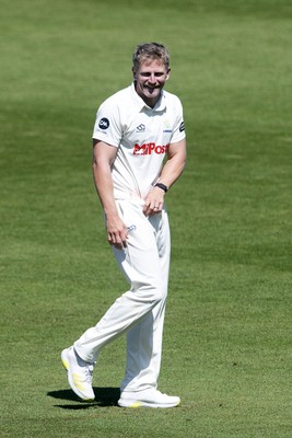 180525 - Glamorgan v Northamptonshire - Rothesay County Championship - Timm Van Der Gugten of Glamorgan celebrates taking the wicket of James Sales of Northamptonshire