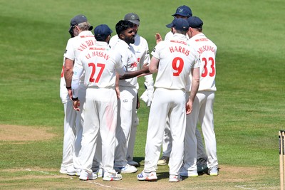 180525 - Glamorgan v Northamptonshire - Rothesay County Championship - Rob Keogh of Northamptonshire is bowled out by Asitha Fernando of Glamorgan