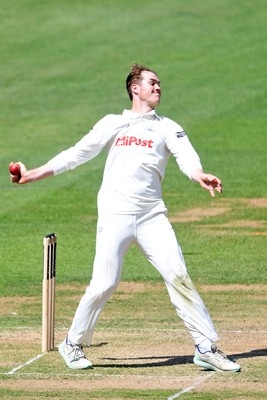 180525 - Glamorgan v Northamptonshire - Rothesay County Championship - Ben Kellaway of Glamorgan bowling
