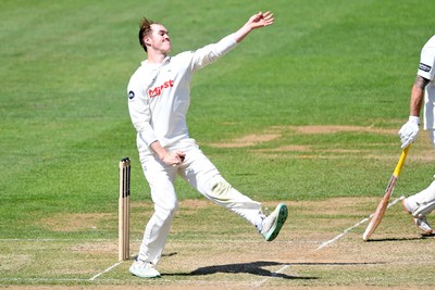 180525 - Glamorgan v Northamptonshire - Rothesay County Championship - Ben Kellaway of Glamorgan bowling