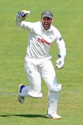 180525 - Glamorgan v Northamptonshire - Rothesay County Championship - Chris Cooke of Glamorgan celebrates after he catches the ball to dismiss Luke Procter of Northamptonshire