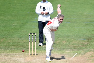 180525 - Glamorgan v Northamptonshire - Rothesay County Championship - Timm Van Der Gugten of Glamorgan bowling