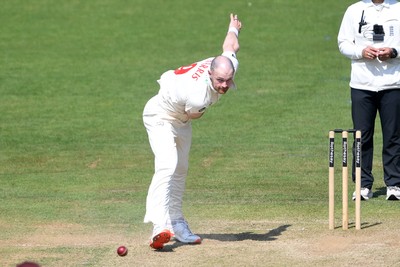 180525 - Glamorgan v Northamptonshire - Rothesay County Championship - James Harris of Glamorgan bowling