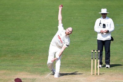 180525 - Glamorgan v Northamptonshire - Rothesay County Championship - James Harris of Glamorgan bowling