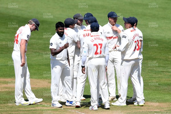 180525 - Glamorgan v Northamptonshire - Rothesay County Championship - Rob Keogh of Northamptonshire is bowled out by Asitha Fernando of Glamorgan